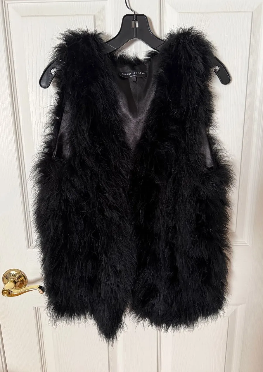 Generation love, black feather vest size small