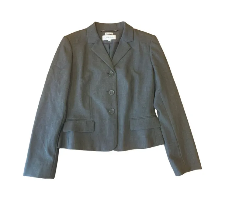 Calvin Klein Grey Stretch Blazer Size 6