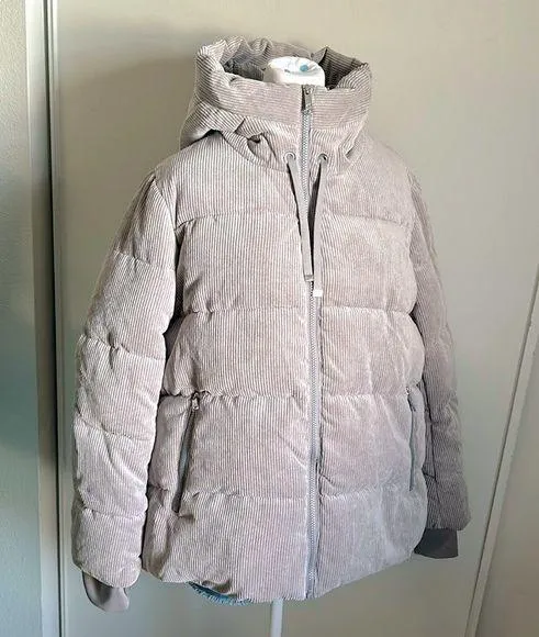 New Sam Edelman Funnel Neck Puffer Corduroy Cold Weather Coat