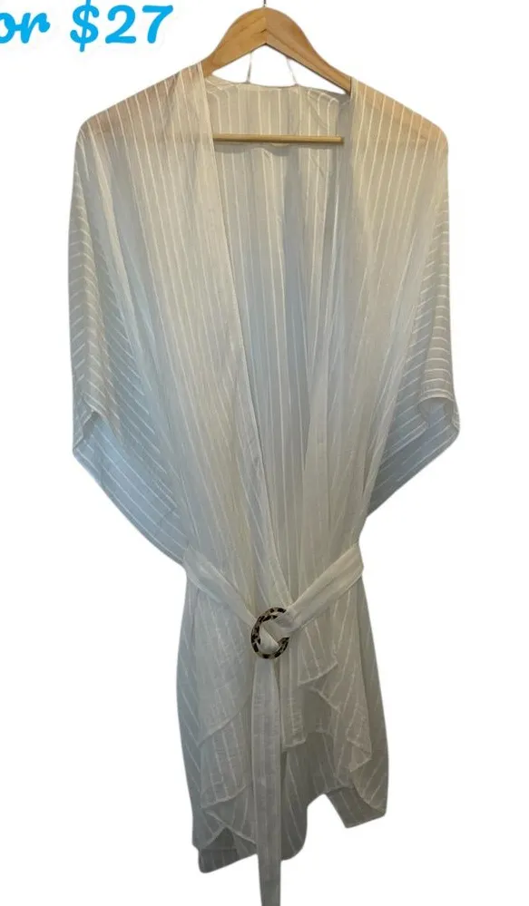 IVORY STRIPES Belted Semi