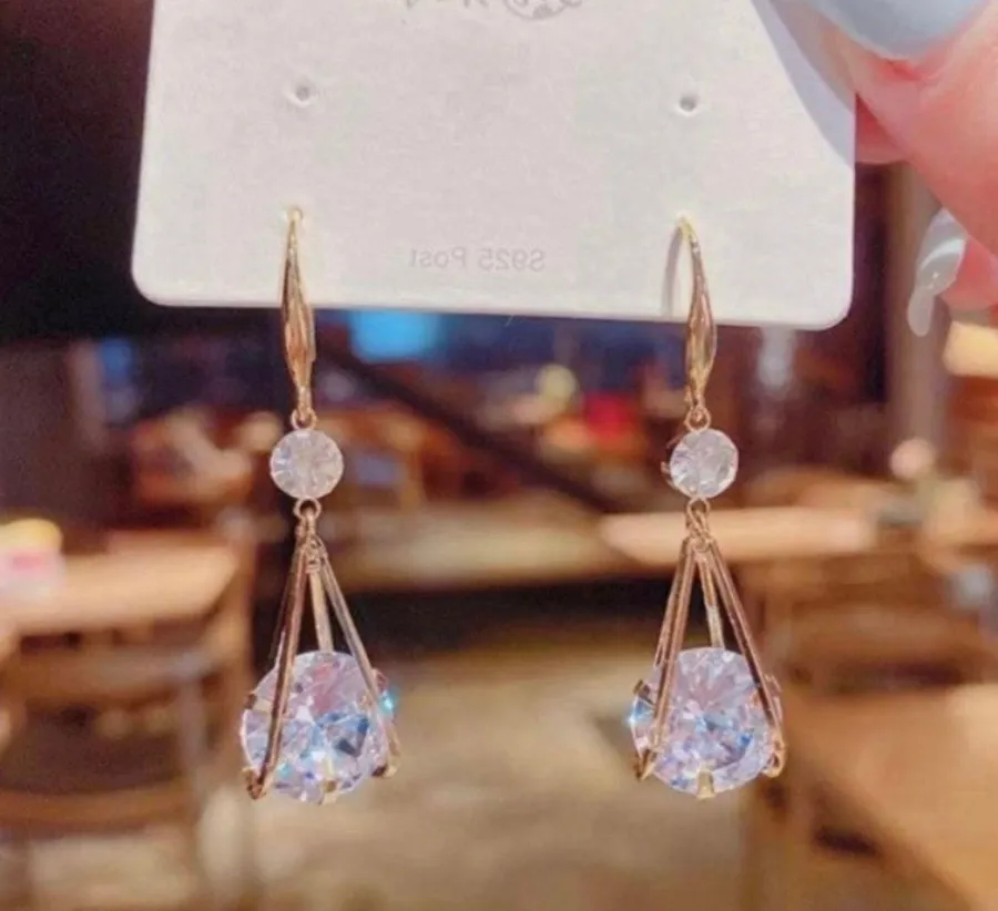 18K Gold Plated Crystal Drop Dangle Earrings for Women