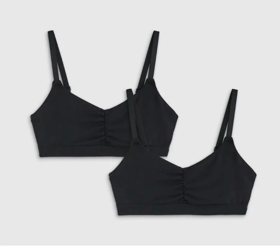 Quince Micromodal Ruched Bralette (2-pack) | Black | XS