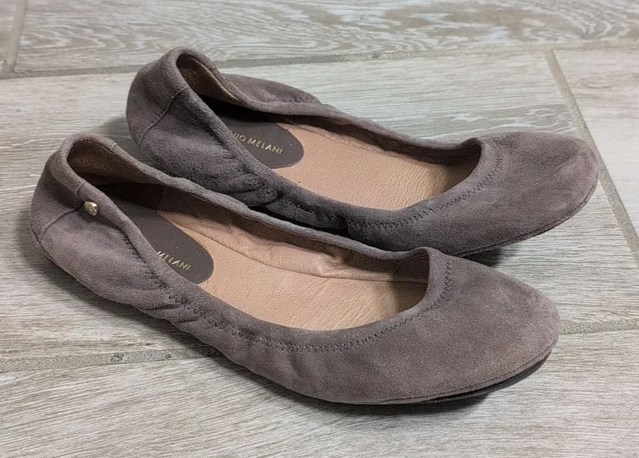 ANTONIO MELANI Brown Leather Prima Ballet Flats