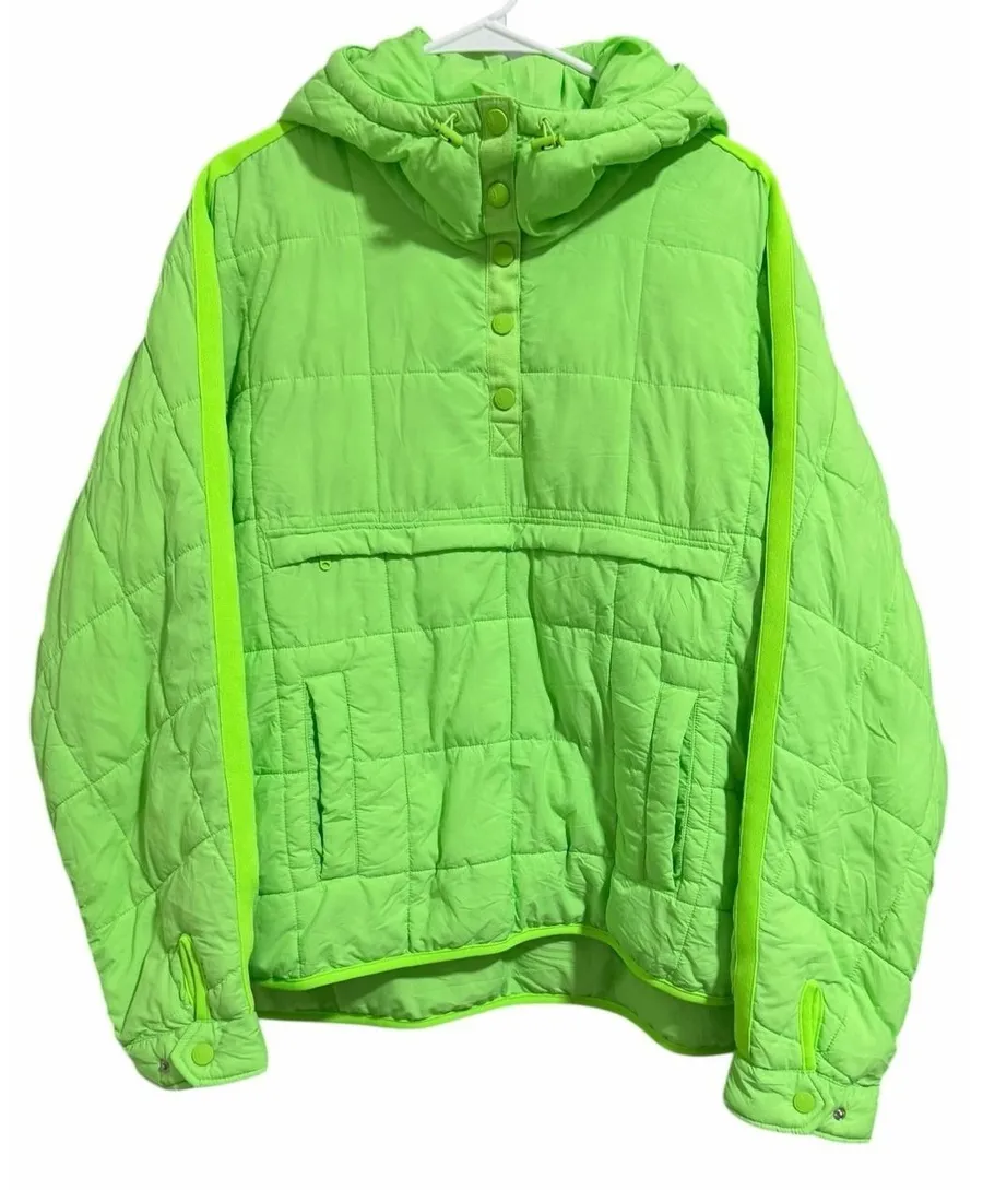 Free People Movement Pippa Packable Pullover Puffer Neon Lime Glow Women's Large