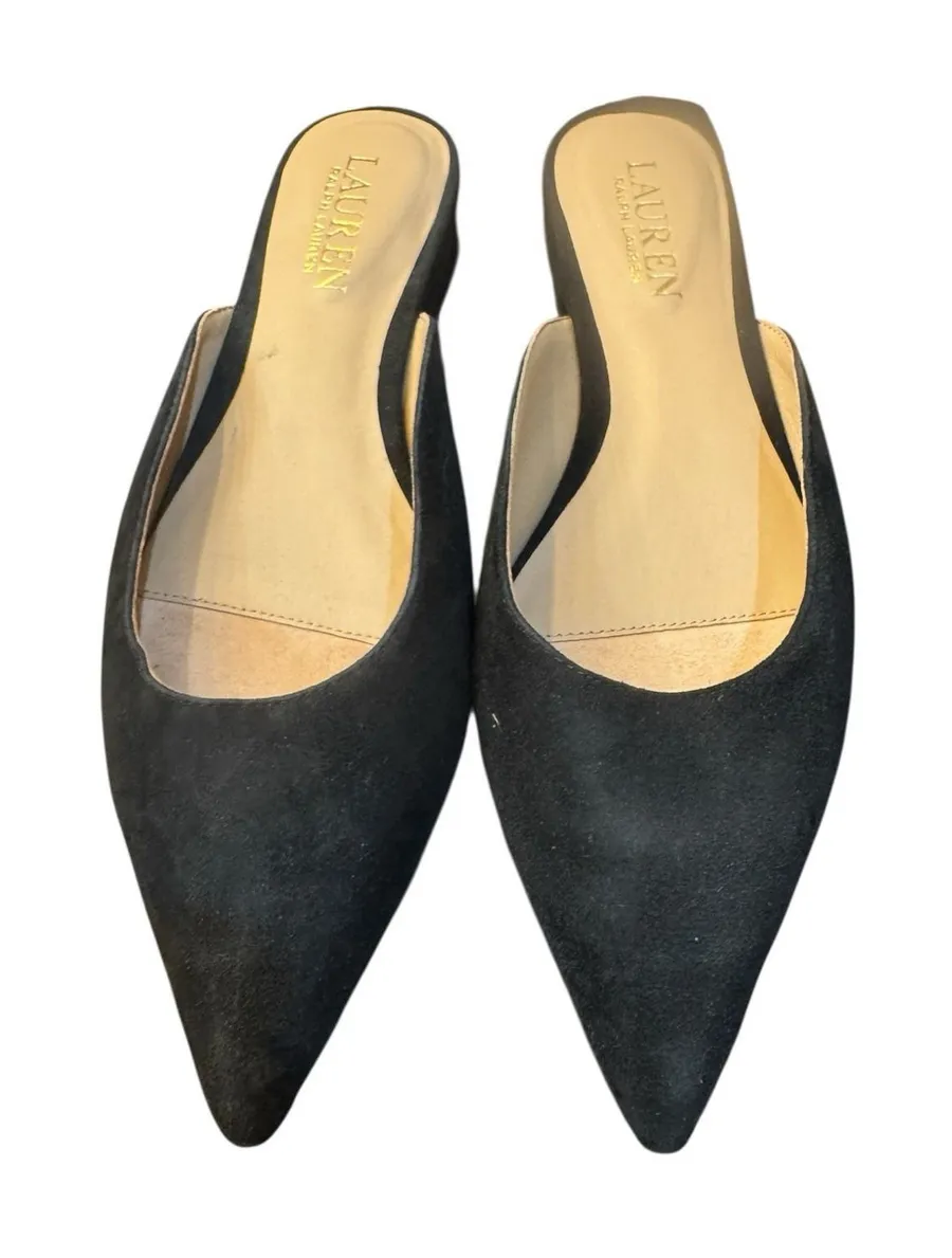 Lauren RALPH LAUREN Womens NEW Londyn Black Suede Mules Flats Size 6