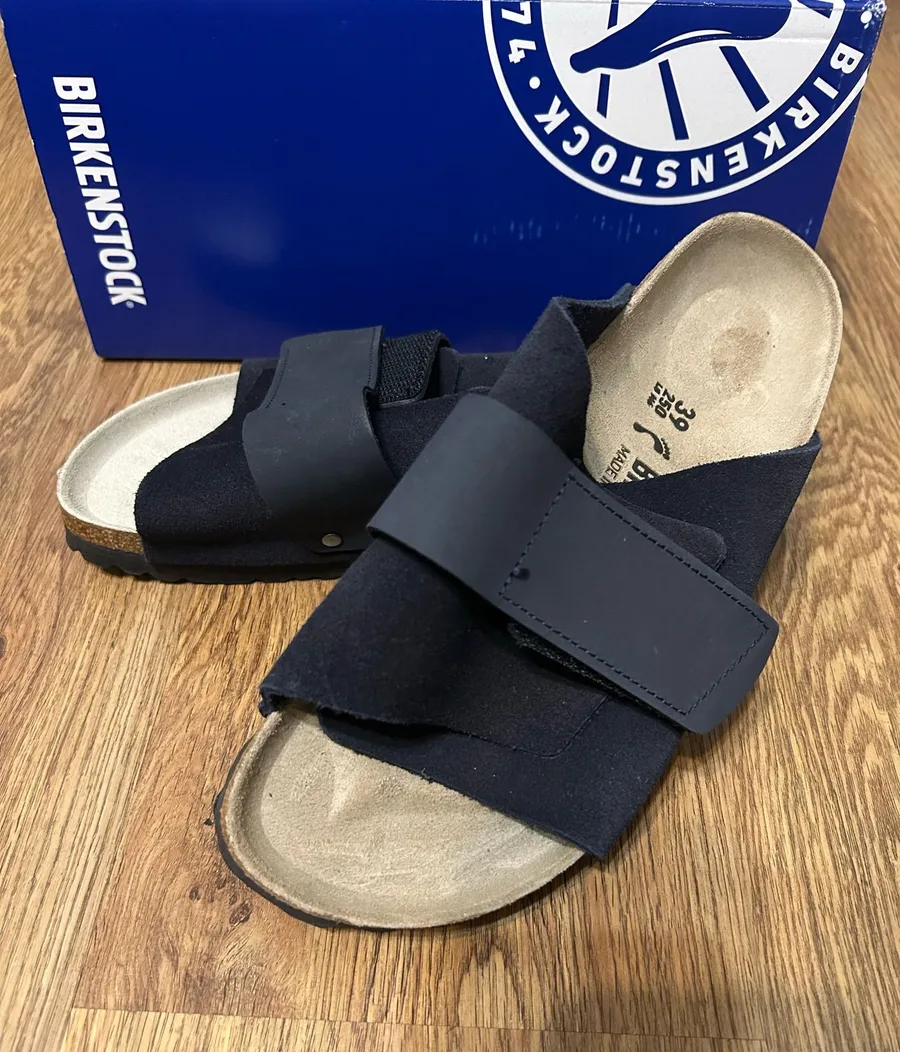 BIRKENSTOCK Kyoto black leather sandals slippers shoes women’s eur 39 new
