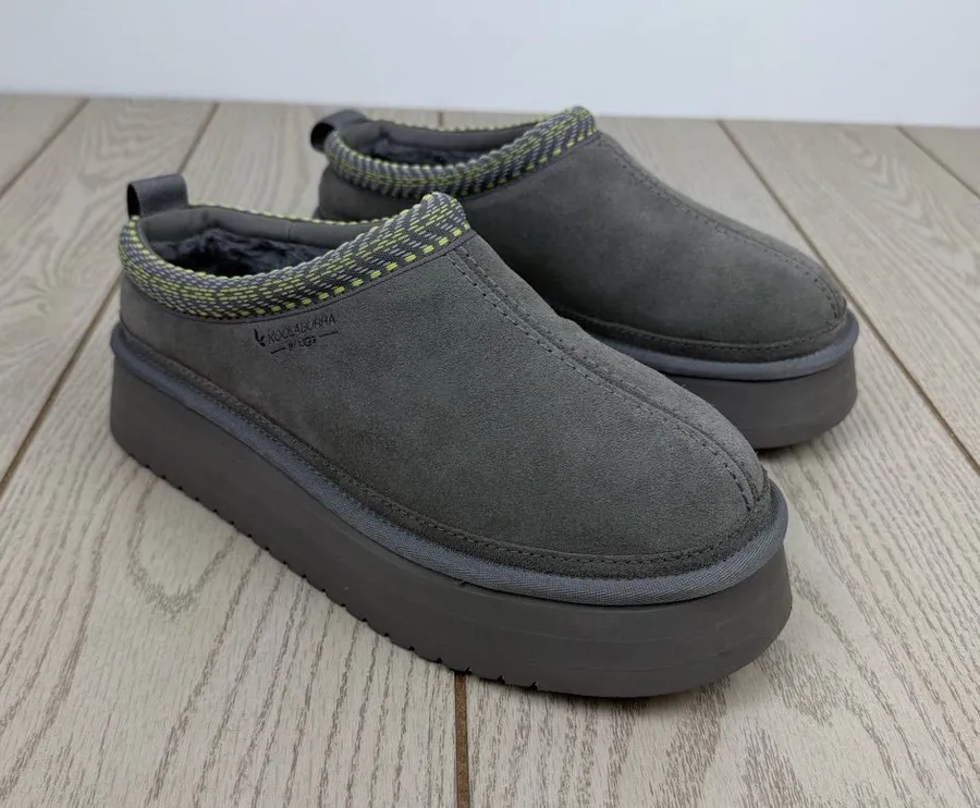 Koolaburra by UGG Women's Burree Platform Slippers US9 Cloud Grey & Green $90