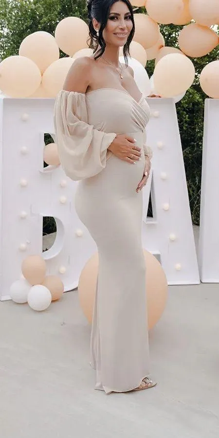 Lulu sweetheart Gown Maternity Tan Size M