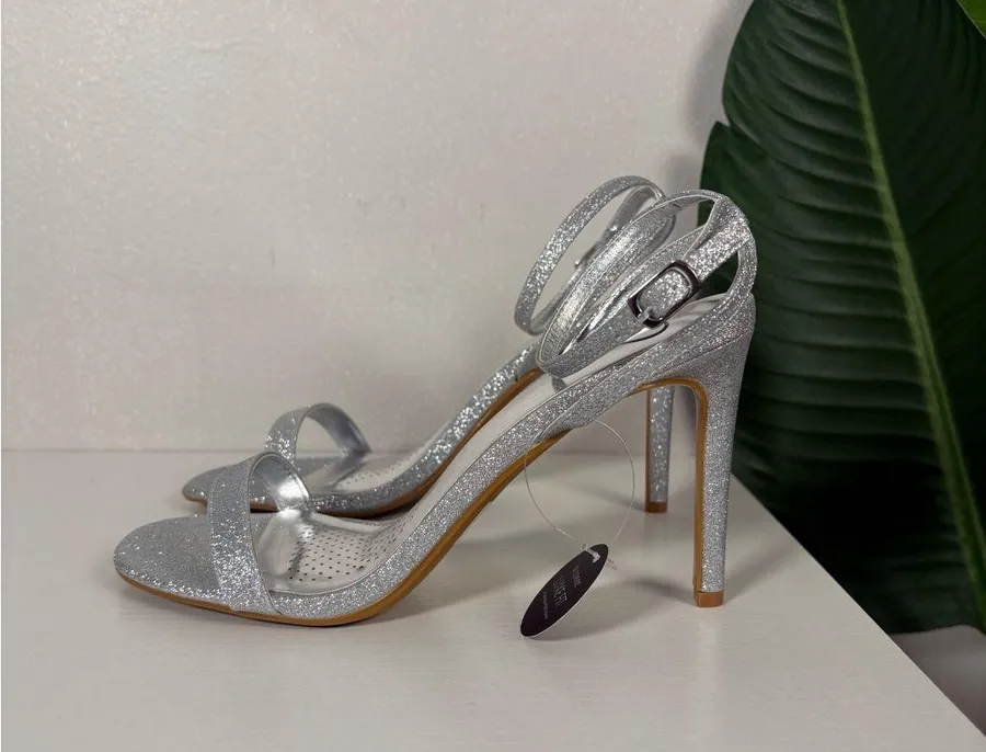 Windsor Shimmering Silver Strappy Heels