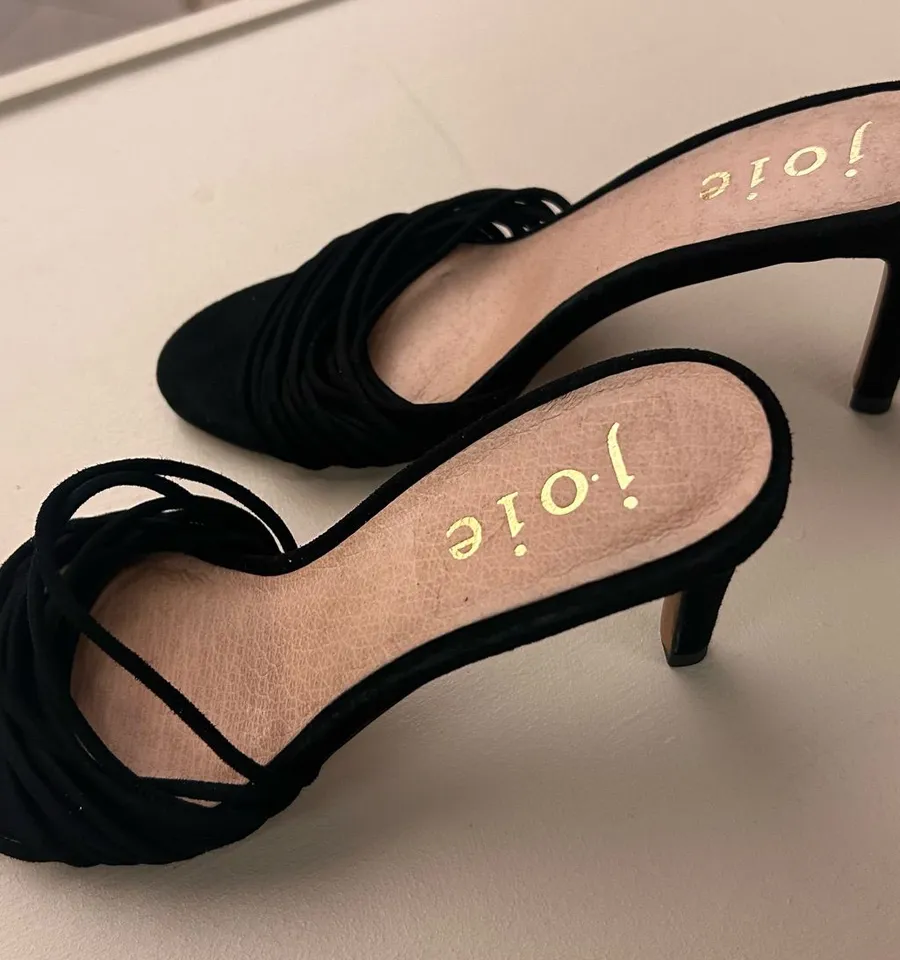 Joie Black Strappy Suede Mid-Heel Sandals 5.5