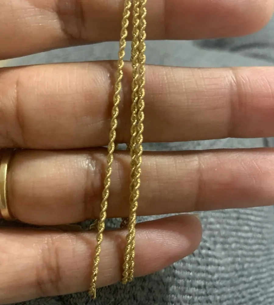 14k Gold 2mm Solid Rope Chain
