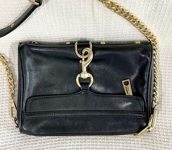 Rebecca Minkoff Mini M.A.C Leather Crossbody Bag Black/Light Gold