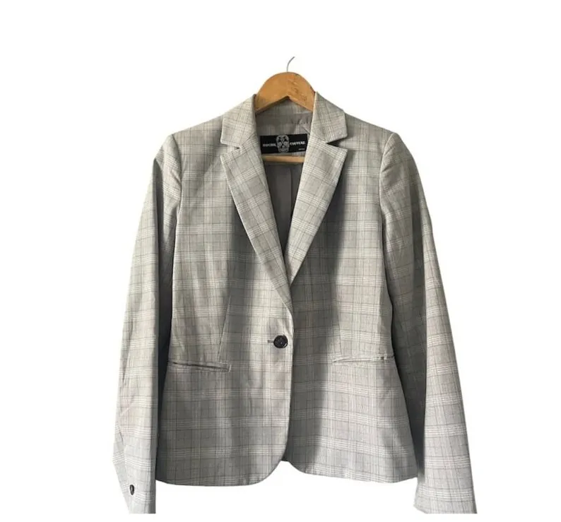 Hipchik Couture Grey Glen Plaid Rhinestone Snake Blazer Jacket Gray