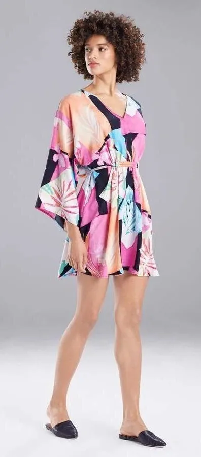 Natori | Amelie Short Caftan V-Neck Beach Cover-up/Sleepshirt, size M