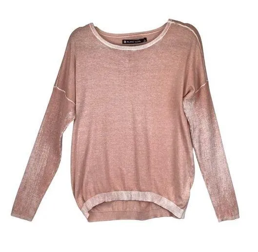 Blanc Noir Womens Boyfriend Sweater Size Large Pink Long Sleeve 100% Cotton