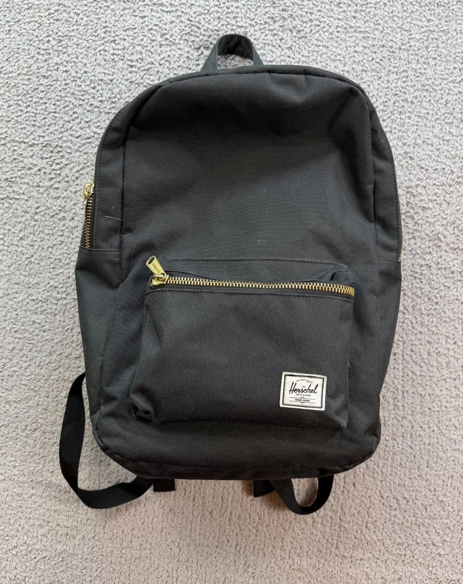 Herschel Supply Co. Settlement Black Backpack Gold Zip Striped Laptop Bag