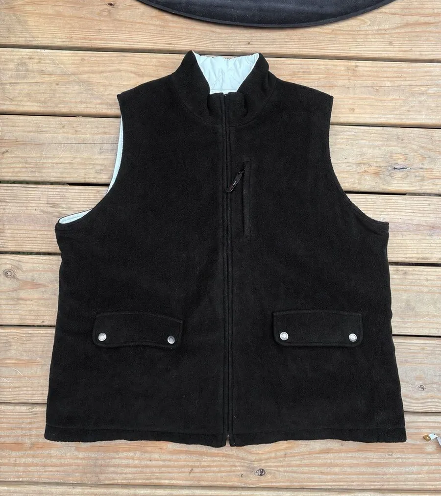 Lauren Ralph Lauren RL 67 Reversible Black Fleece White Quilted Vest Women’s