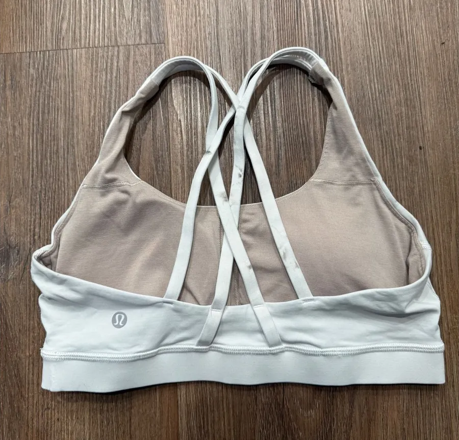 Lululemon Free To Be Serene Bra White Strappy Back Size 8 Yoga Gym