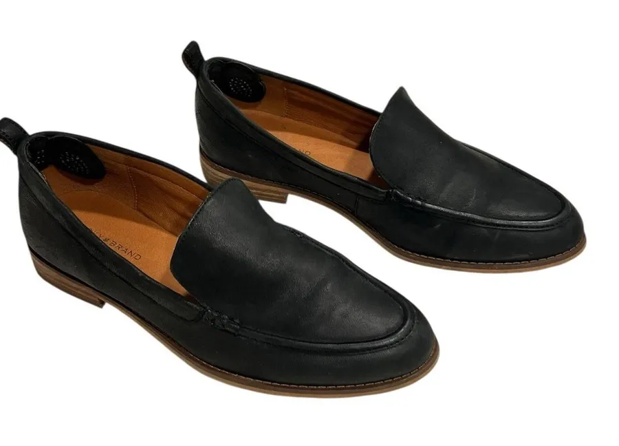 Lucky Brand Black Leather Loafers Women's Size 9 Flats Shoes