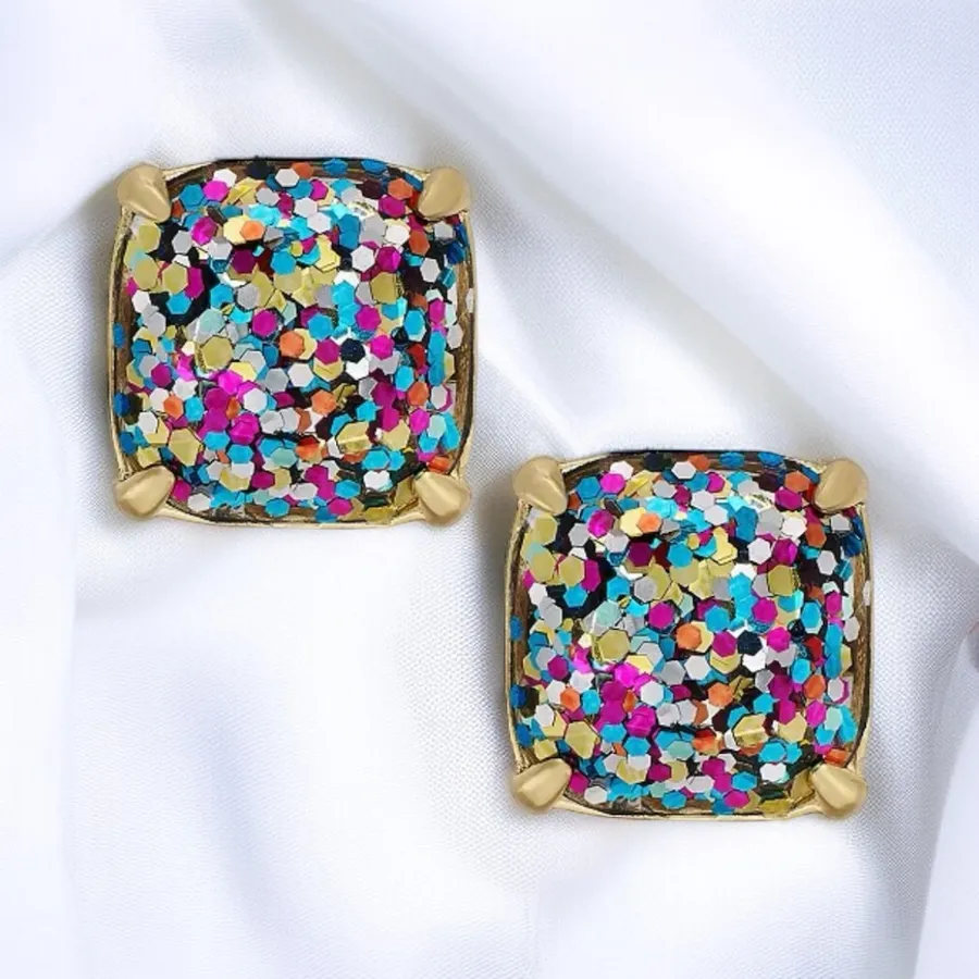 Kate Spade multicolor confetti square stud earrings