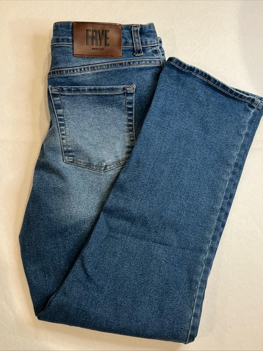 FRYE Women’s Blue Straight-Leg Denim Jeans size 4/27 slight distressed 5 pockets