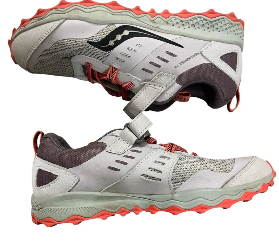 Saucony White and Red Athletic Shoes with Cushioned Midsole