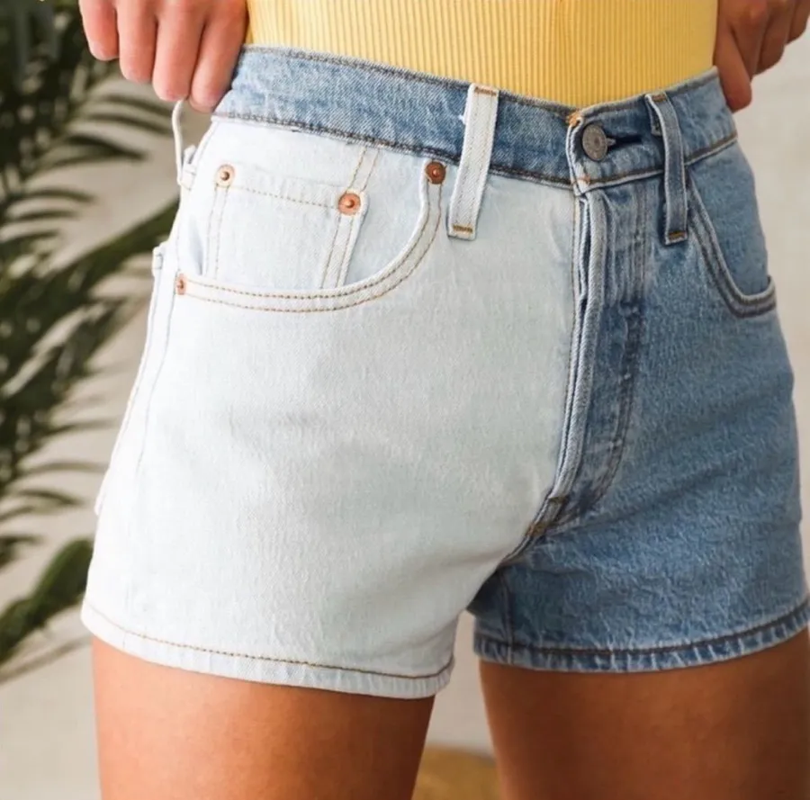 LEVIS Two-Tone Colorblock Denim Shorts