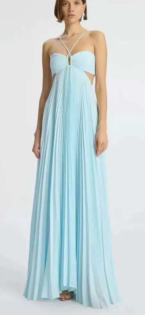 A.L.C Moira Satin Pleated Maxi Dress 2