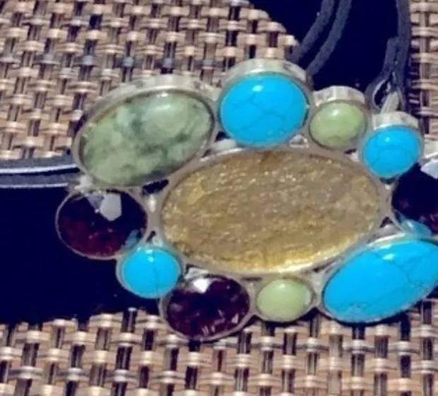 Fossil Belt with Colorful Turquoise Stone Buckle Size Small 2/4 Coastal Cowgirl