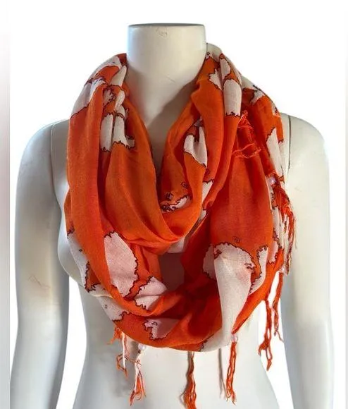 Clemson Tigers Orange and White Tassel Infinity Scarf