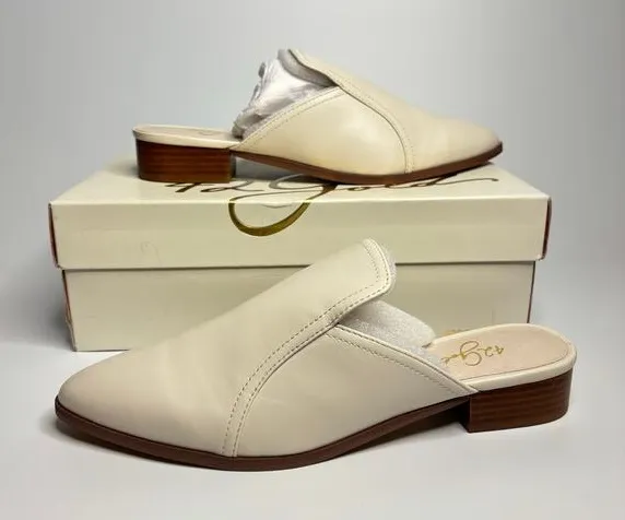 42 GOLD by Chinese Laundry Rue Pointed Toe Mules in Ecru Soft Leather Brown Size 9