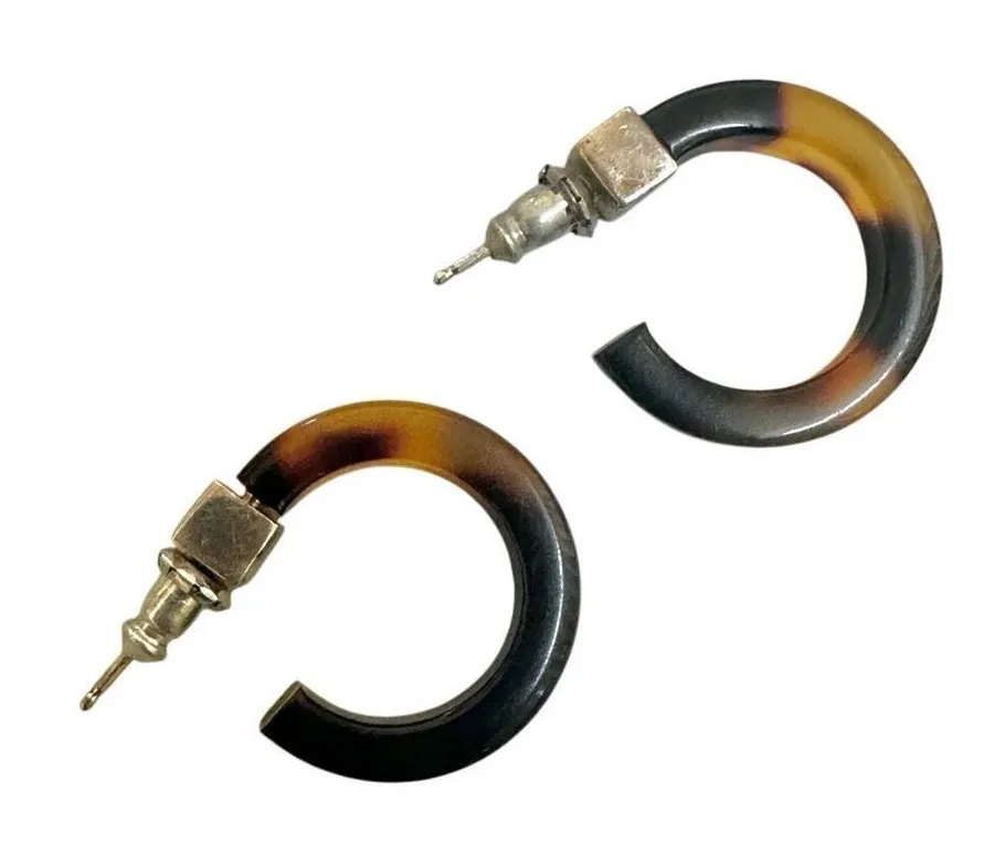 Sterling silver tortoise hoop earrings