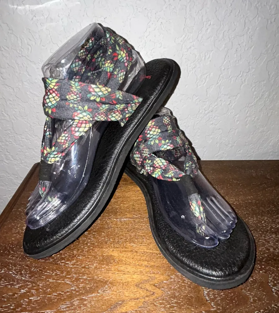 Sanuk Yoga Sling 2 Pineapple Print 1016712 Sandal Shoes Size 8