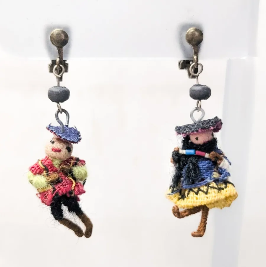 Vintage Clip On Earrings Worry Dolls