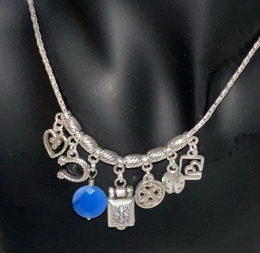Brighton Fortune Lucky Charms Set Blue Gemstone Necklace Bracelet Earrings Rare