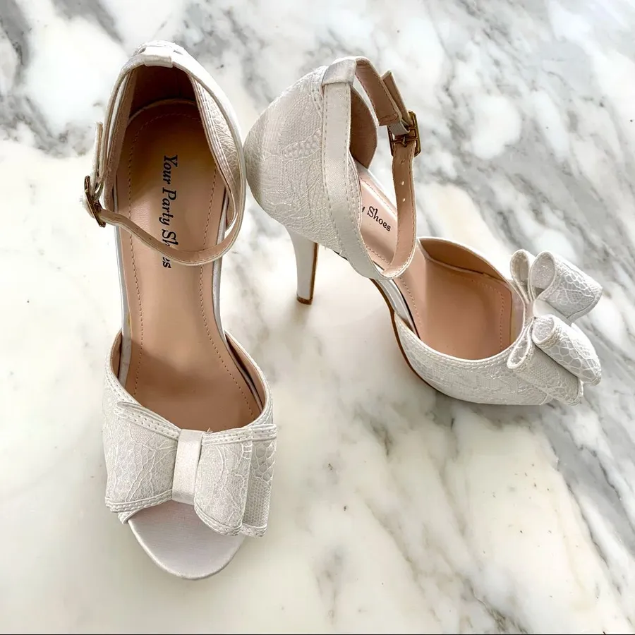 ππ Your Party Shoes β’ Harlow Wedding Heels ππ White Size 5.5