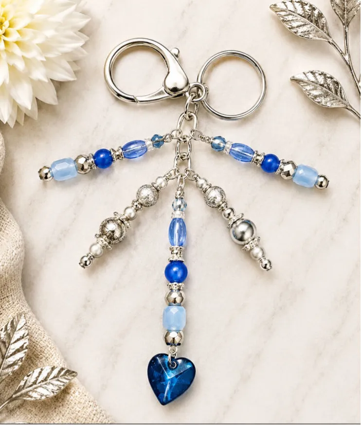 NEW Blue Moon Heart #32 | Handmade Beaded Bag Charm Keychain