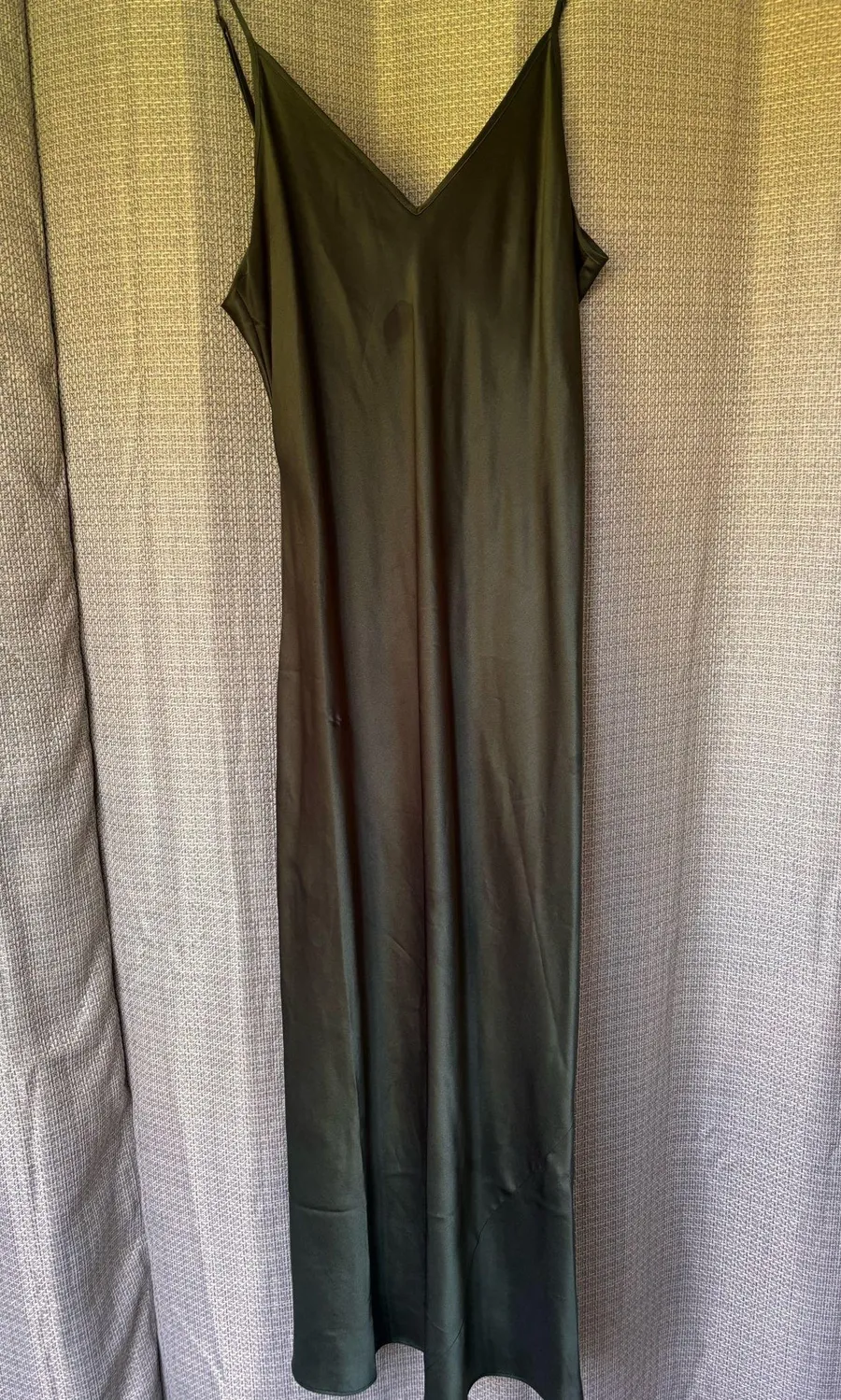 Green satin dress