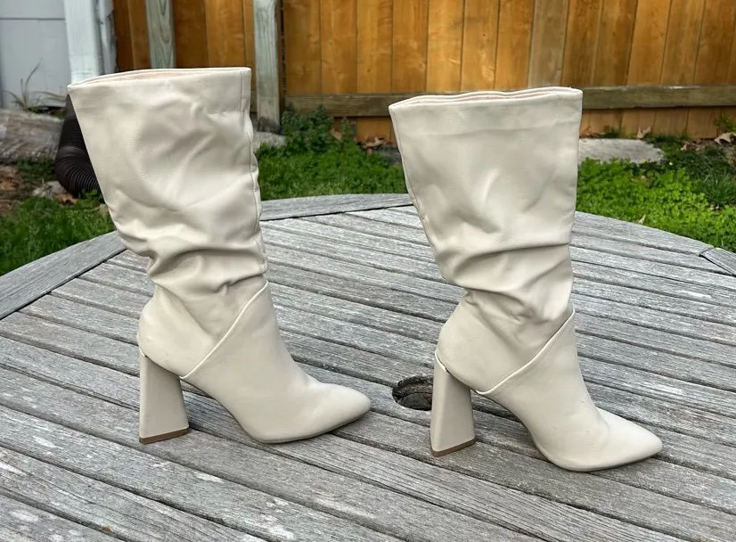 DV DOLCE VITA Women's Wandah Slouch Dress tall Boots Ivory White size 6