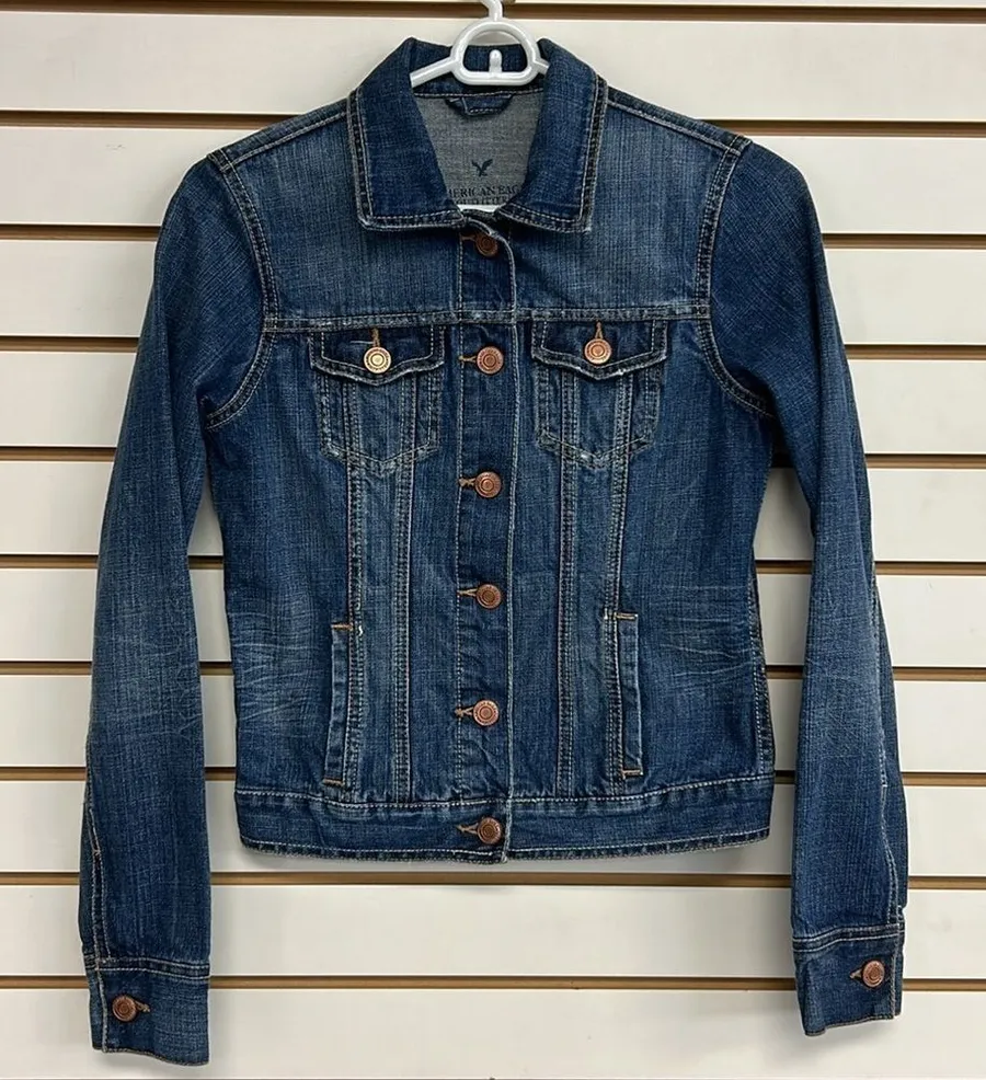 American Eagle Distressed Jean Jacket - Size Small - EUC - Denim