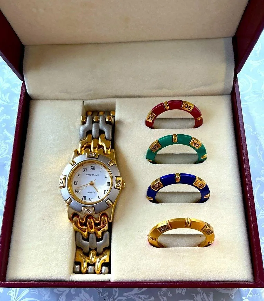 Ladies DRESSY STELTMAN stainless steel watch💚💛❤️💙🩶 Gold