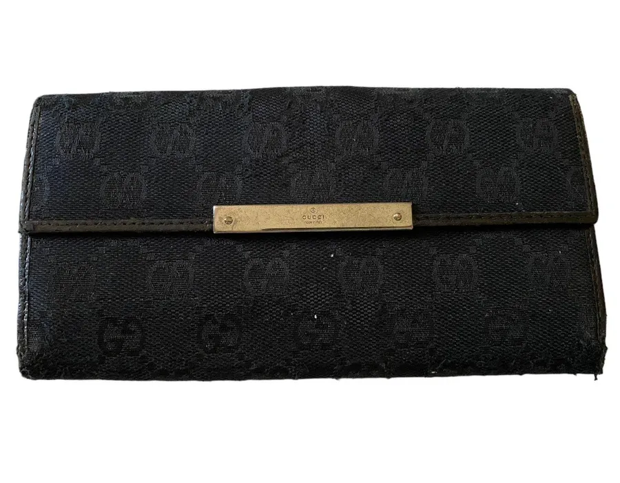 Gucci Black Authentic Monogram Canvas GG Snap Bifold Wallet
