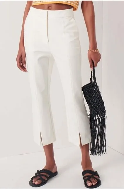 Derek Lam 10 Crosby Bianca Split Ankle Crop Pants Soft White Size 8 $350