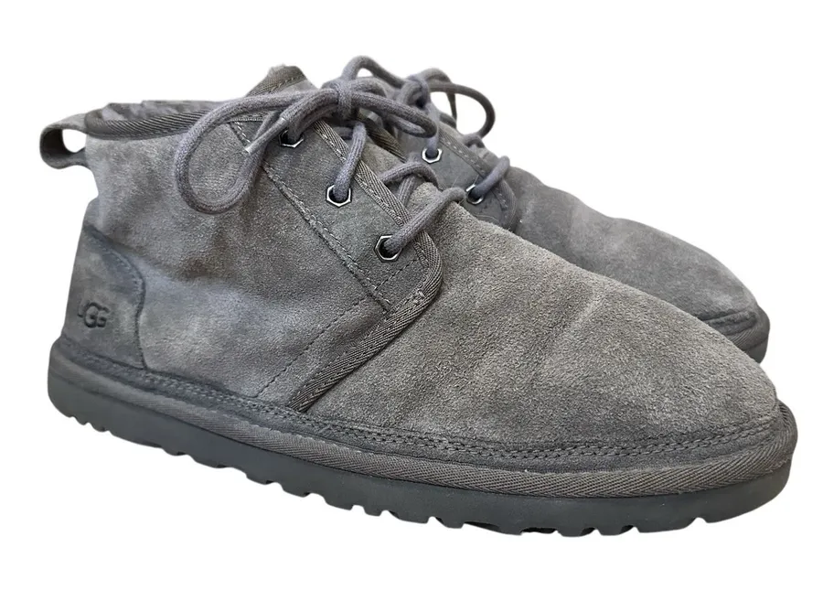 UGG Neumel Charcoal Gray Suede Chukka Ankle Boots Womens Size 10 Lace Up Booties