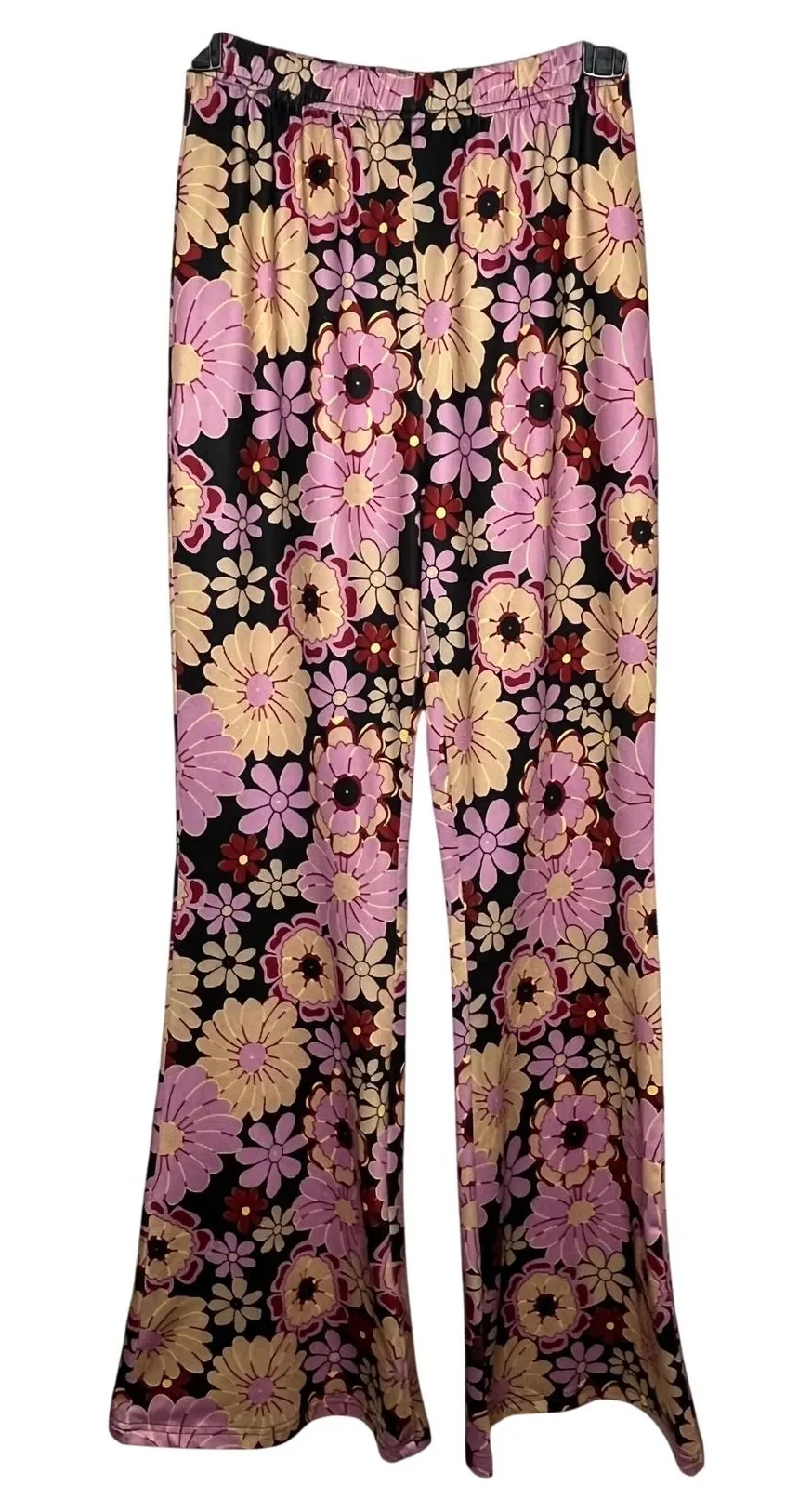 Peppermayo Size 6 Floral Stretchy Flare Pants High Rise Retro 70s Bell Bottom
