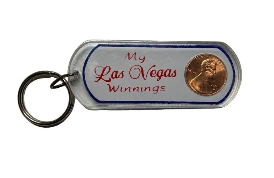Novelty Acrylic My Las Vegas Winnings Vintage Keyring Key Chain u Red