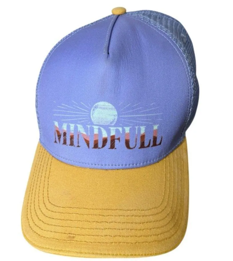 Prana Purple Yellow Mindfull Trucker Hat Womens OS Baseball Cap Organic