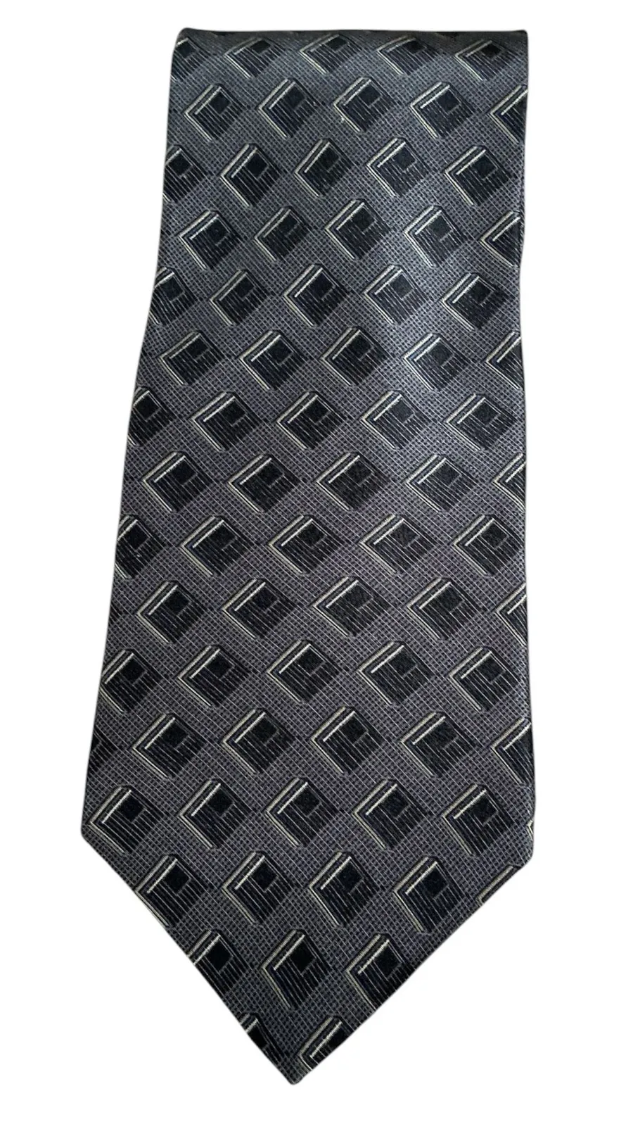 Vintage Bill Blass Geometric Pattern Necktie - 100% Silk