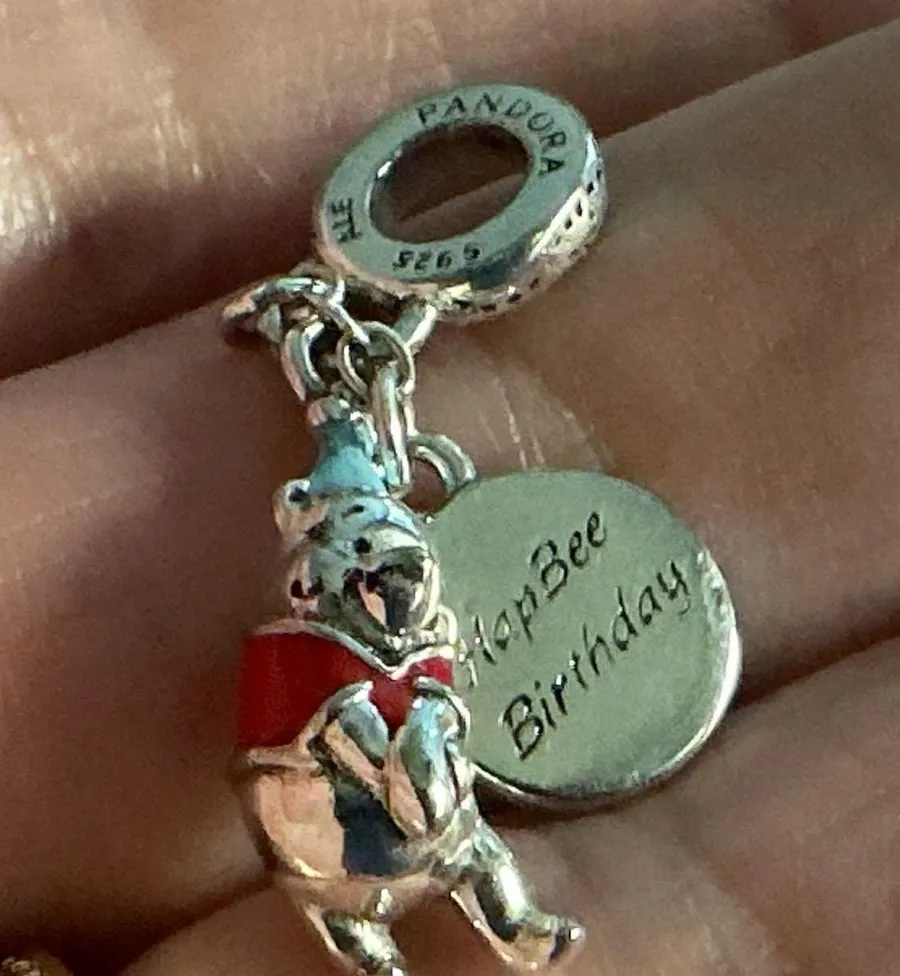 PANDORA Disney Winnie the Pooh HapBee Birthday Dangle Charm 799385C01 S925 ALE