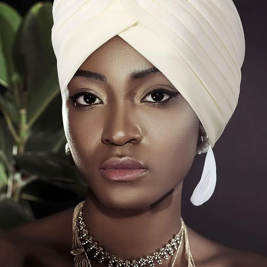 Pleated Hat Headband Wrap Cream White